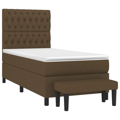 Box Spring Postel S Matrací Tmavě Hnědá 90X200 Cm Textil