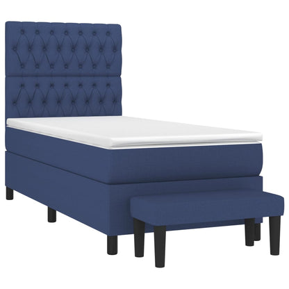 Box Spring Postel S Matrací Modrá 90X200 Cm Textil