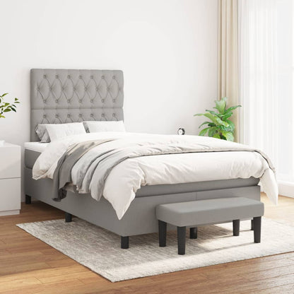 Box Spring Postel S Matrací Textil Světle Šedá