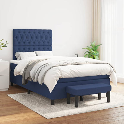 Box Spring Postel S Matrací Modrá 120X200 Cm Textil