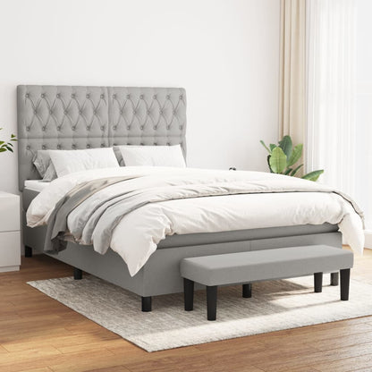 Box Spring Postel S Matrací Textil Světle Šedá