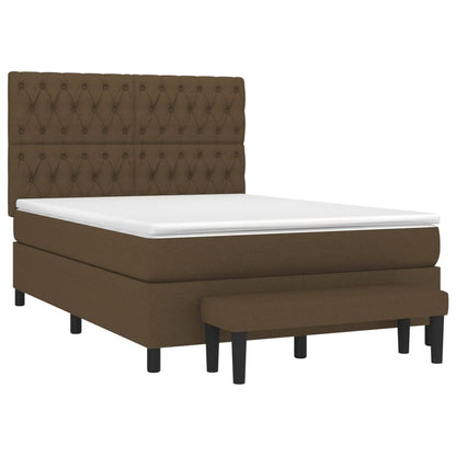 Box Spring Postel S Matrací Tmavě Hnědá 140X200 Cm Textil