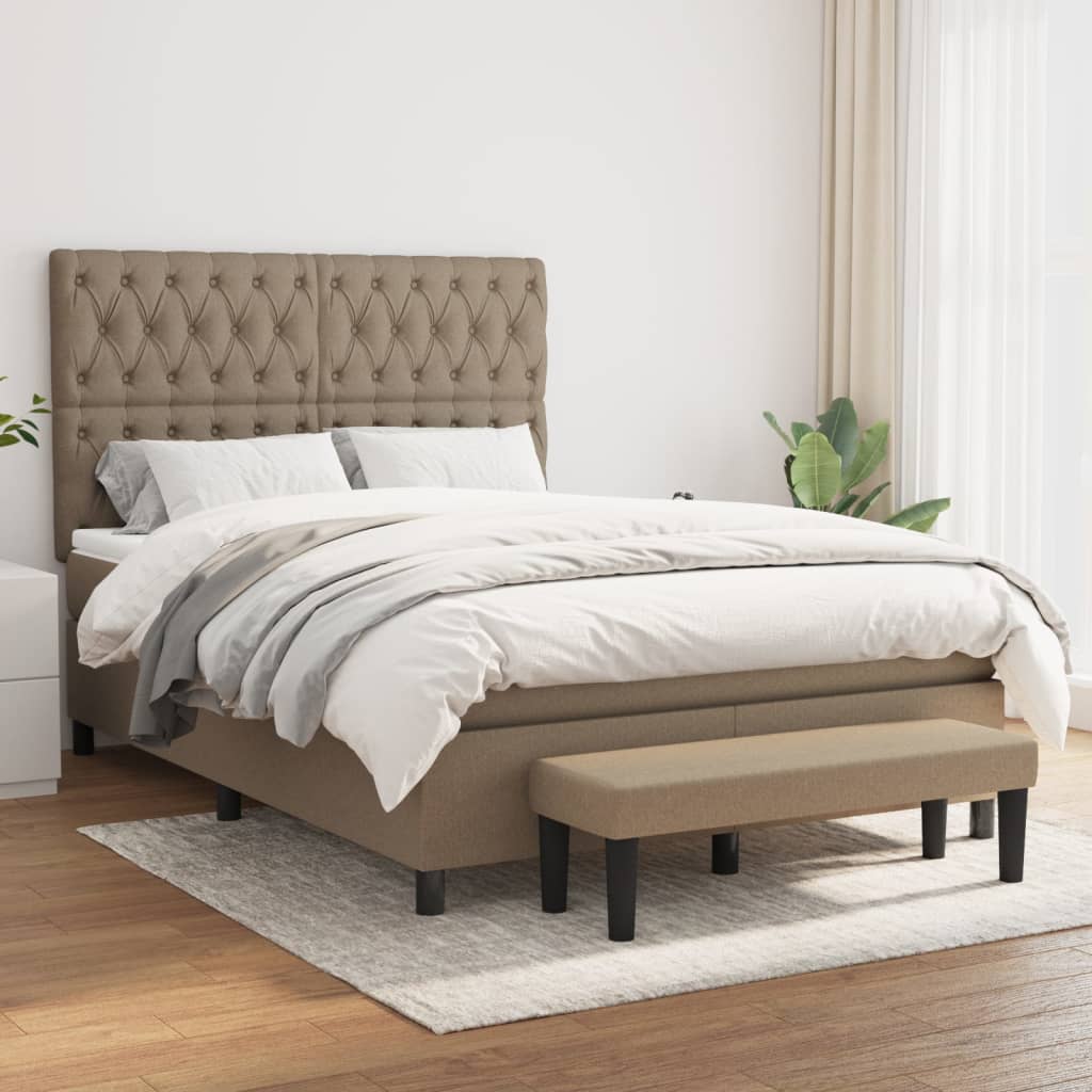 Box Spring Postel S Matrací Textil Taupe