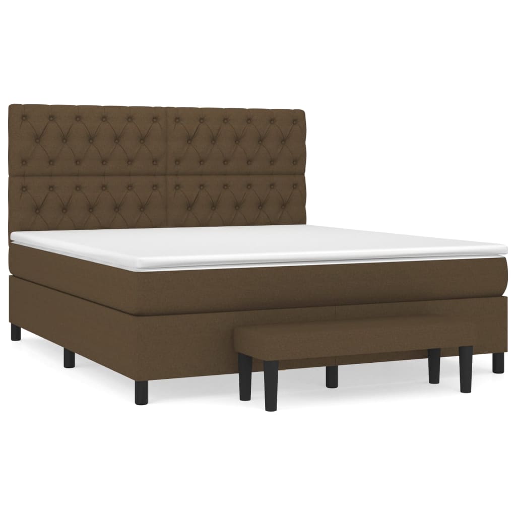 Box Spring Postel S Matrací Tmavě Hnědá 160X200 Cm Textil