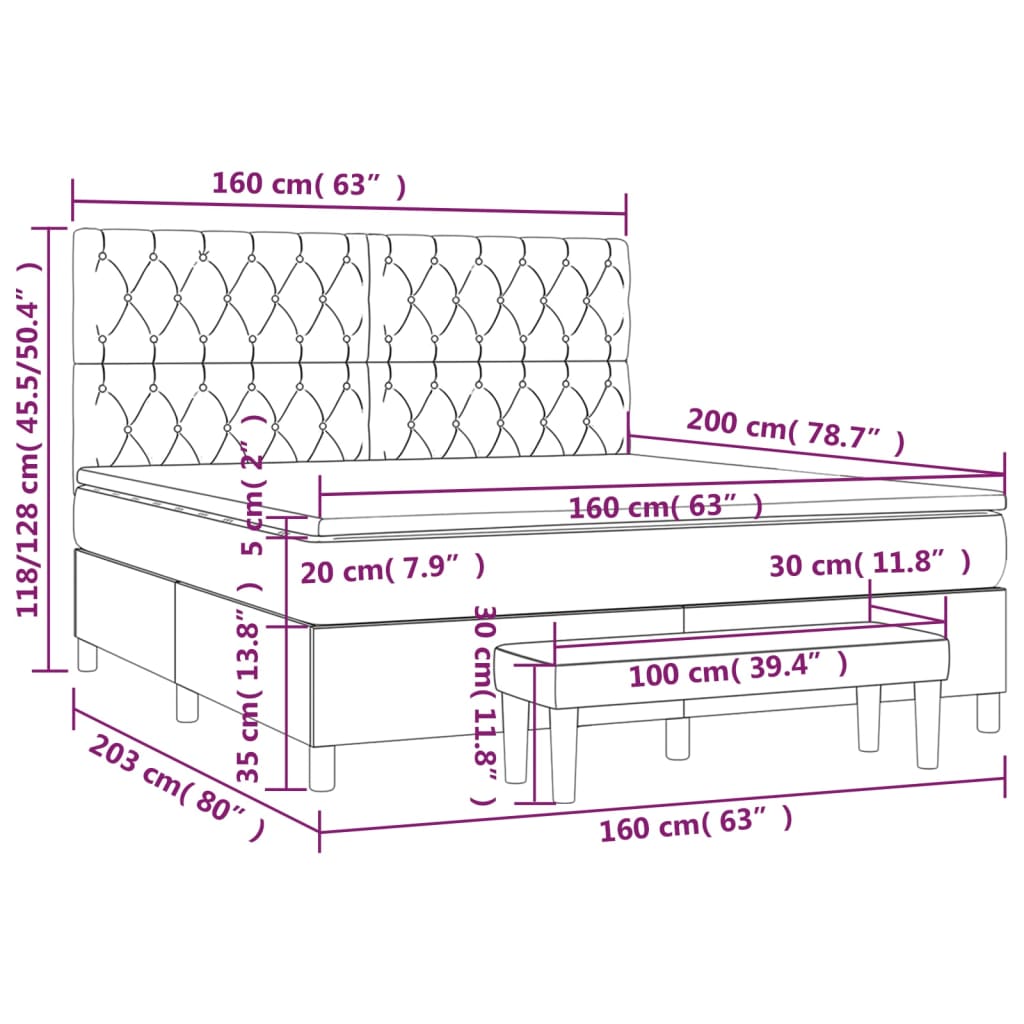 Box Spring Postel S Matrací Tmavě Hnědá 160X200 Cm Textil