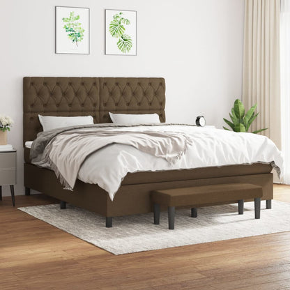 Box Spring Postel S Matrací Tmavě Hnědá 160X200 Cm Textil