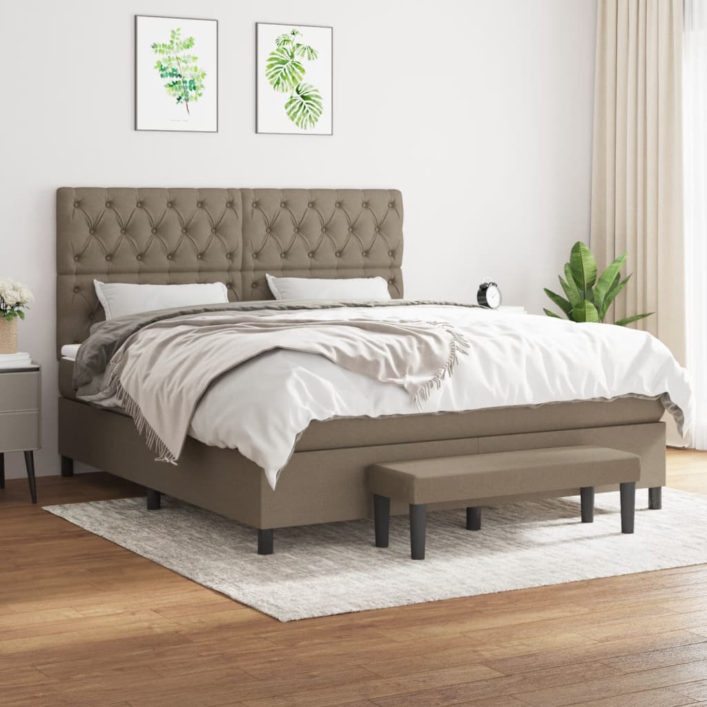 Box Spring Postel S Matrací Textil Taupe