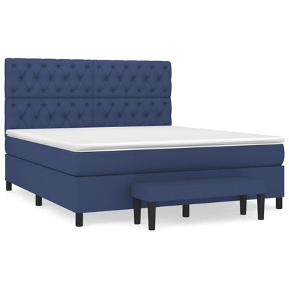 Box Spring Postel S Matrací Modrá 160X200 Cm Textil