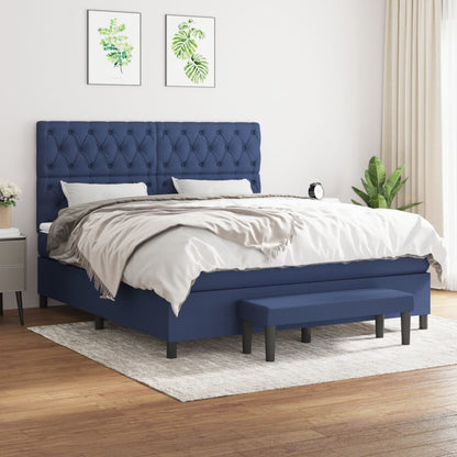 Box Spring Postel S Matrací Modrá 160X200 Cm Textil