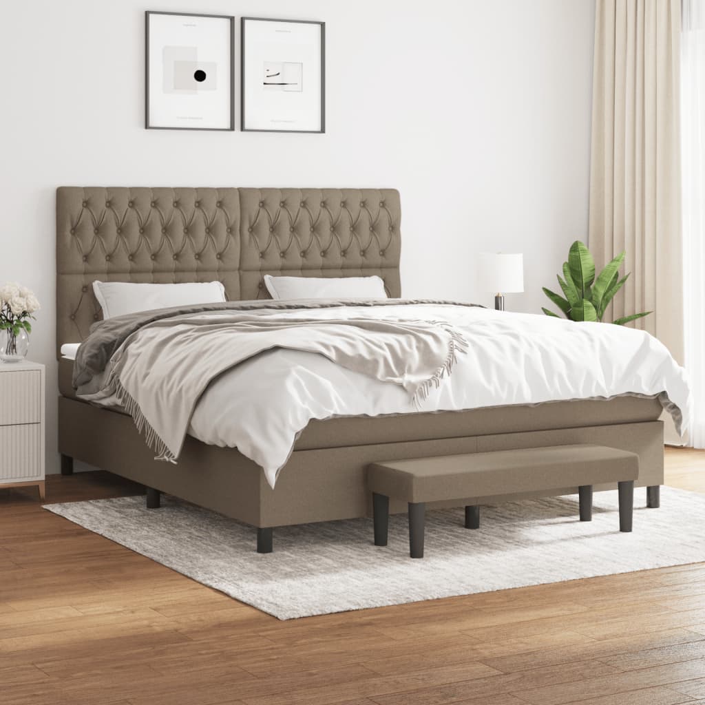 Box Spring Postel S Matrací Textil Taupe