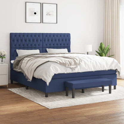 Box Spring Postel S Matrací Modrá 180X200 Cm Textil