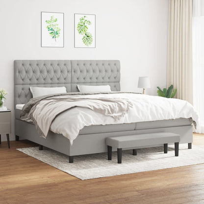 Box Spring Postel S Matrací Textil Světle Šedá