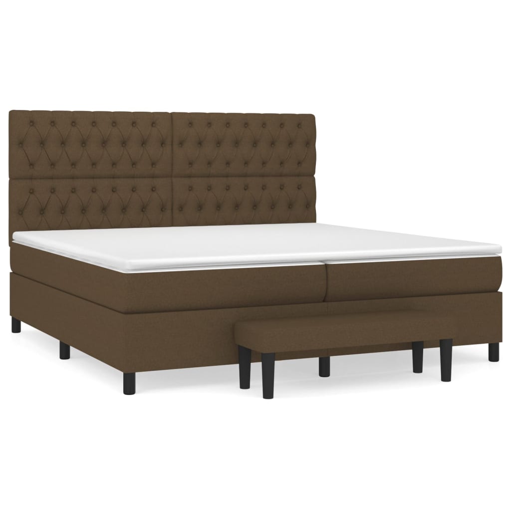 Box Spring Postel S Matrací Tmavě Hnědá 200X200 Cm Textil