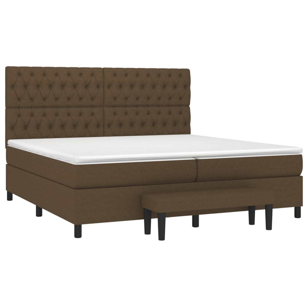 Box Spring Postel S Matrací Tmavě Hnědá 200X200 Cm Textil