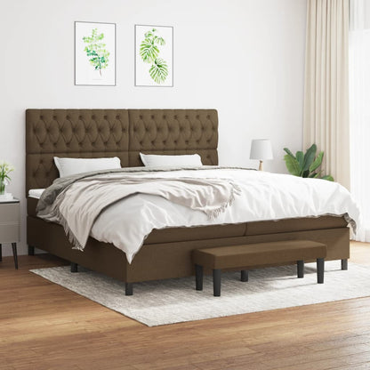 Box Spring Postel S Matrací Tmavě Hnědá 200X200 Cm Textil