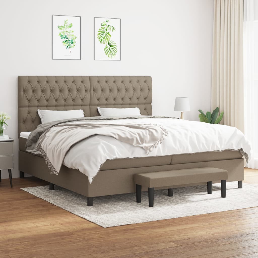 Box Spring Postel S Matrací Textil Taupe