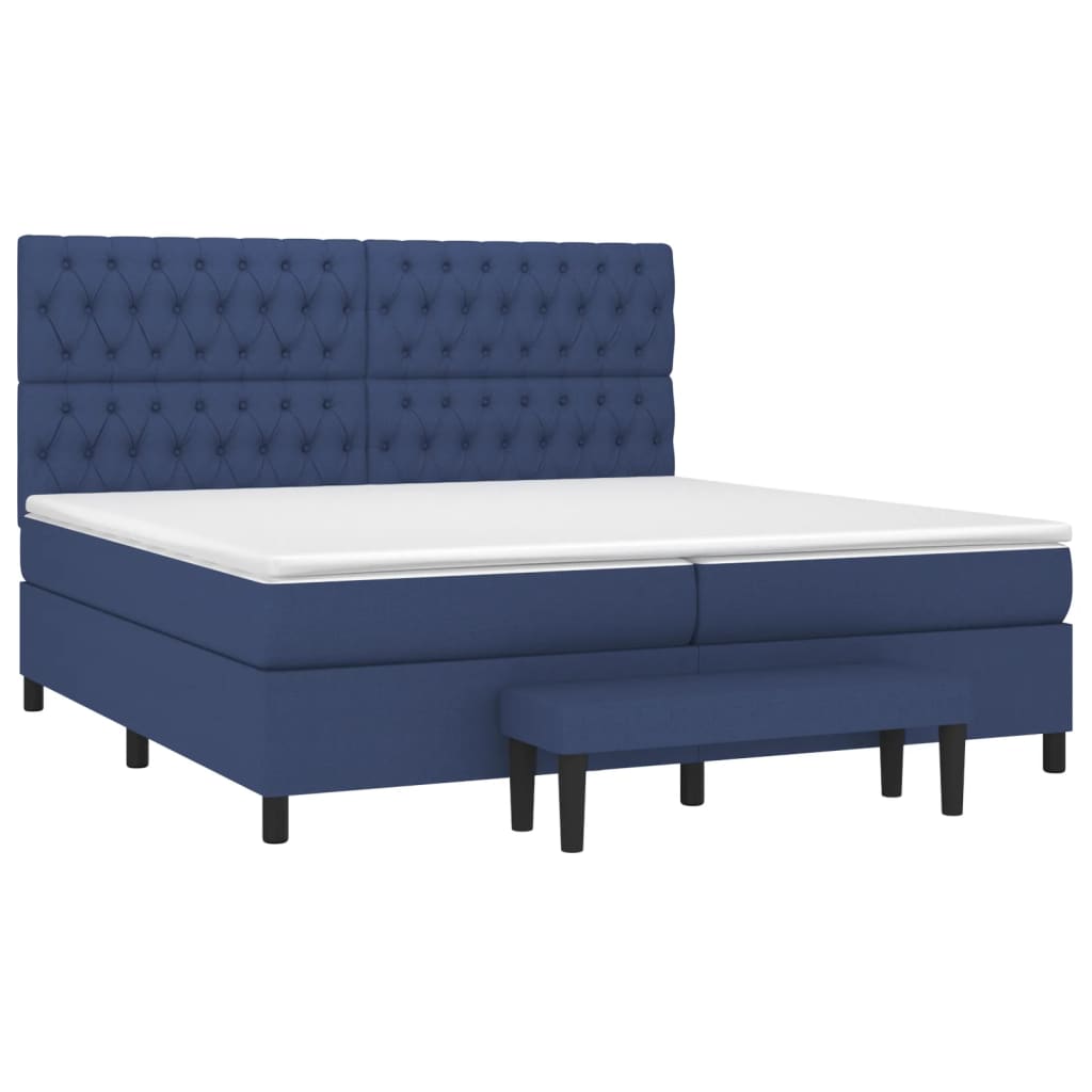 Box Spring Postel S Matrací Modrá 200X200 Cm Textil