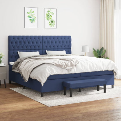 Box Spring Postel S Matrací Modrá 200X200 Cm Textil