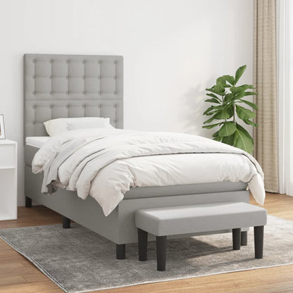 Box Spring Postel S Matrací Textil Světle Šedá