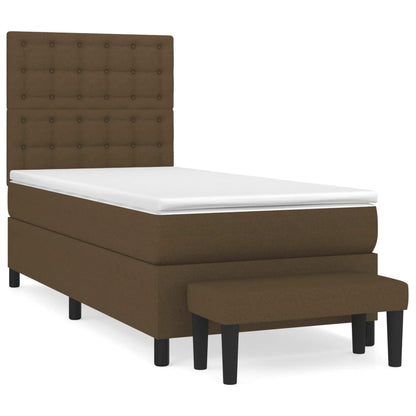Box Spring Postel S Matrací Tmavě Hnědá 90X190 Cm Textil