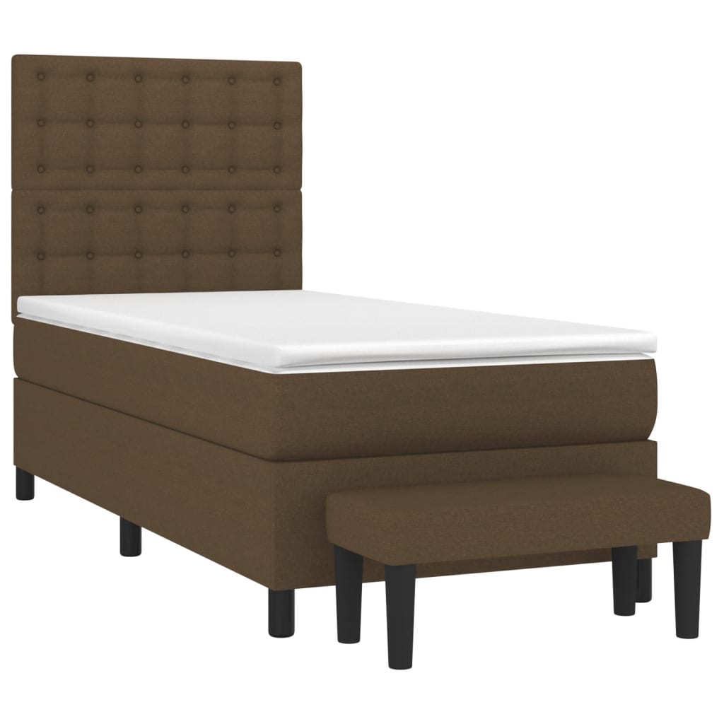 Box Spring Postel S Matrací Tmavě Hnědá 90X190 Cm Textil