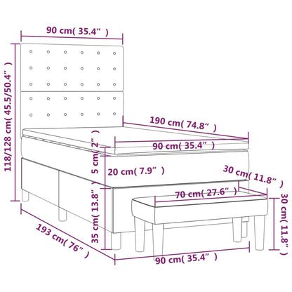 Box Spring Postel S Matrací Tmavě Hnědá 90X190 Cm Textil