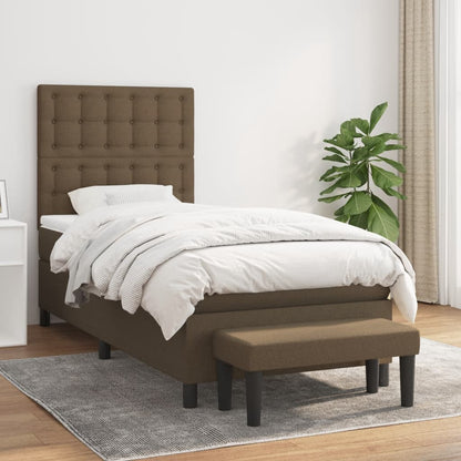 Box Spring Postel S Matrací Tmavě Hnědá 90X190 Cm Textil