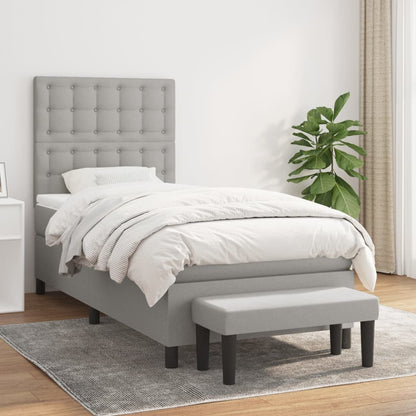 Box Spring Postel S Matrací Textil Světle Šedá