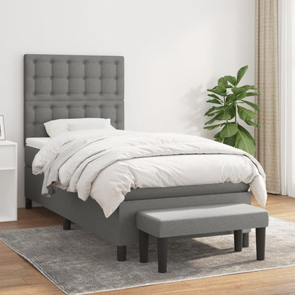 Box Spring Postel S Matrací Textil Tmavě Šedá