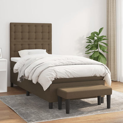 Box Spring Postel S Matrací Tmavě Hnědá 90X200 Cm Textil