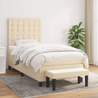 Box Spring Postel S Matrací Textil Krémová