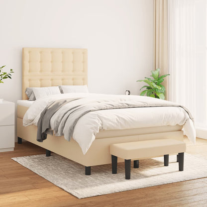 Box Spring Postel S Matrací Textil Krémová