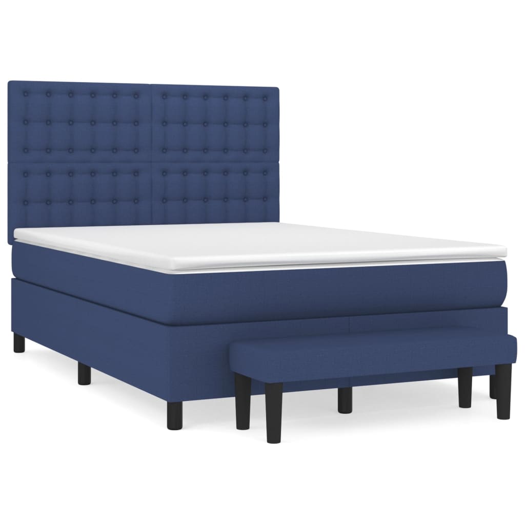 Box Spring Postel S Matrací Modrá 140X190 Cm Textil