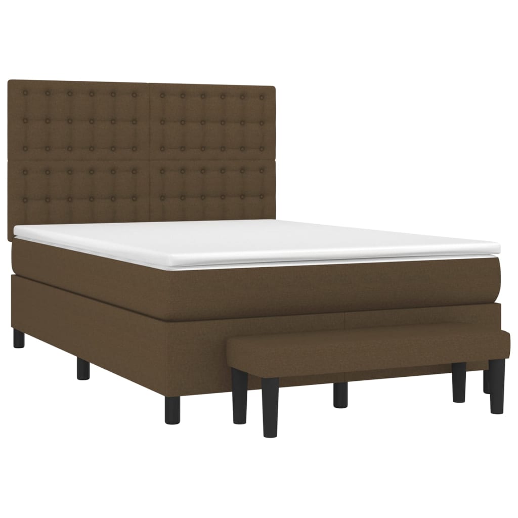 Box Spring Postel S Matrací Tmavě Hnědá 140X200 Cm Textil
