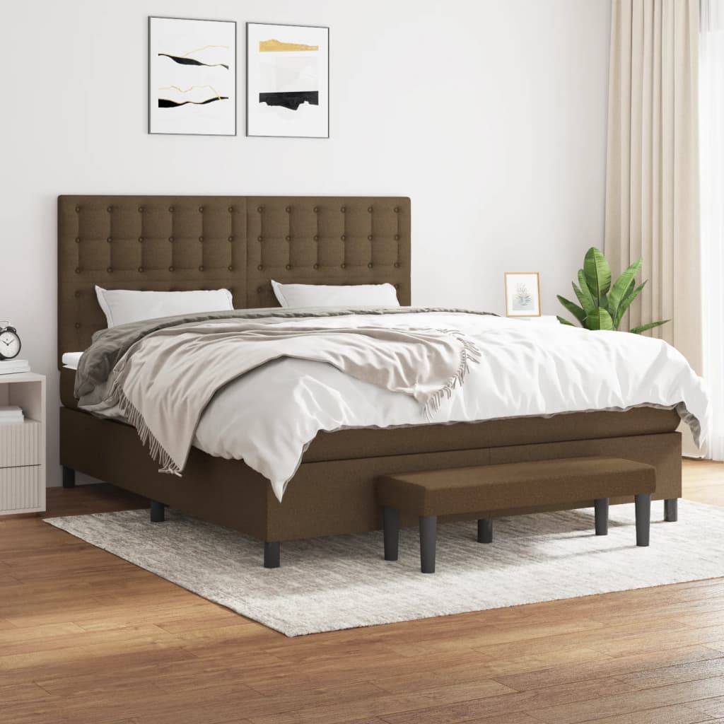 Box Spring Postel S Matrací Tmavě Hnědá 160X200 Cm Textil