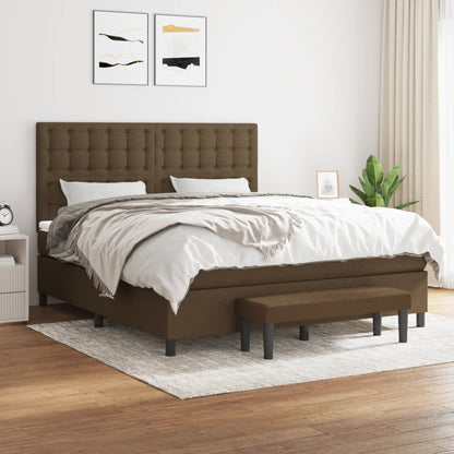 Box Spring Postel S Matrací Tmavě Hnědá 160X200 Cm Textil
