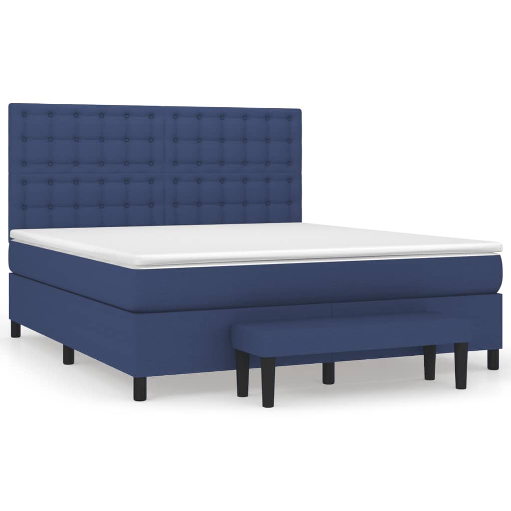 Box Spring Postel S Matrací Modrá 160X200 Cm Textil