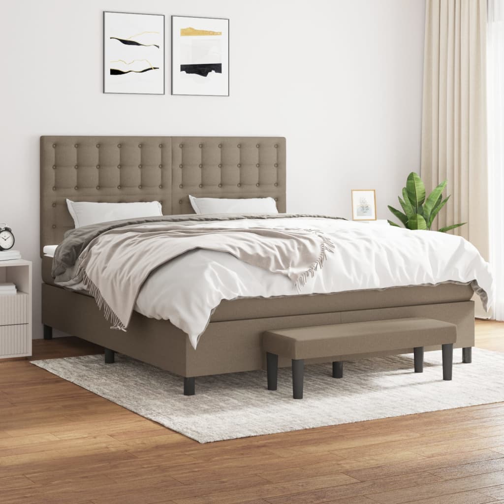 Box Spring Postel S Matrací Textil Taupe