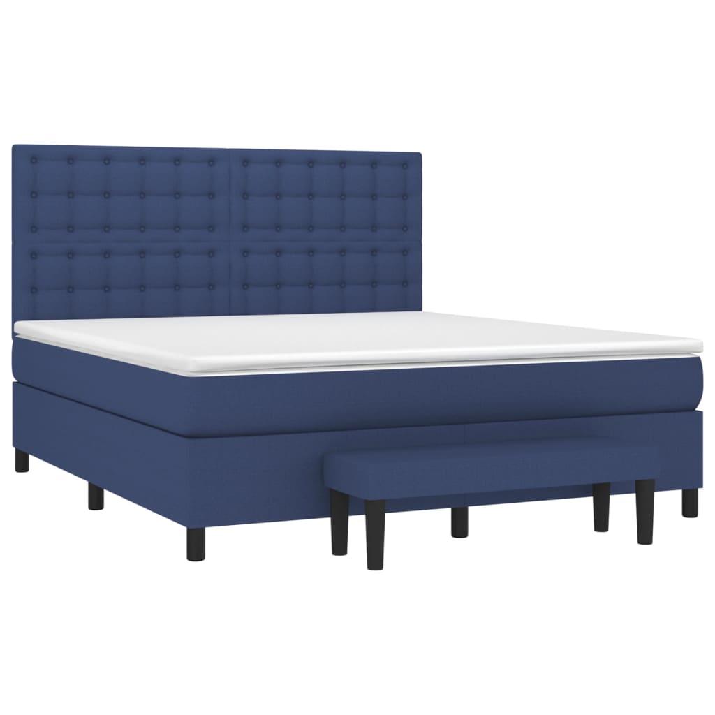 Box Spring Postel S Matrací Modrá 180X200 Cm Textil