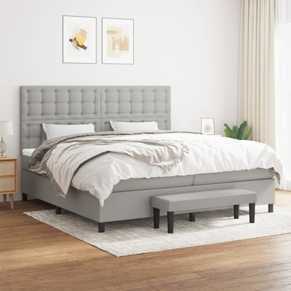 Box Spring Postel S Matrací Textil Světle Šedá