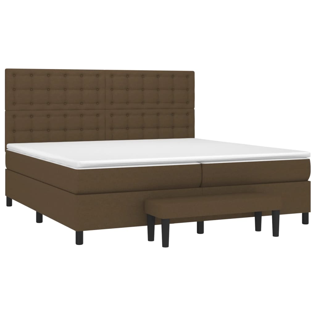 Box Spring Postel S Matrací Tmavě Hnědá 200X200 Cm Textil