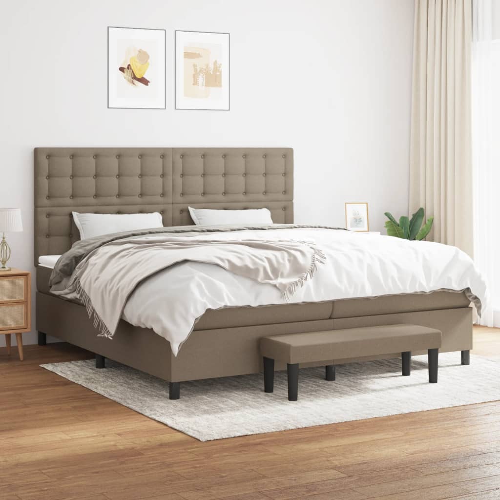 Box Spring Postel S Matrací Textil Taupe