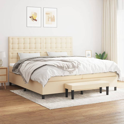 Box Spring Postel S Matrací Textil Krémová