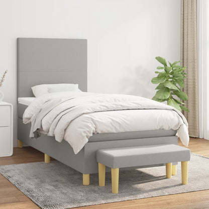 Box Spring Postel S Matrací Textil Světle Šedá