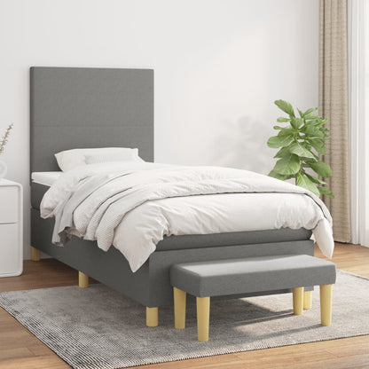 Box Spring Postel S Matrací Textil Tmavě Šedá