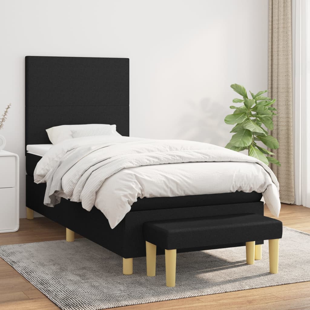 Box Spring Postel S Matrací Černá Textil Černá