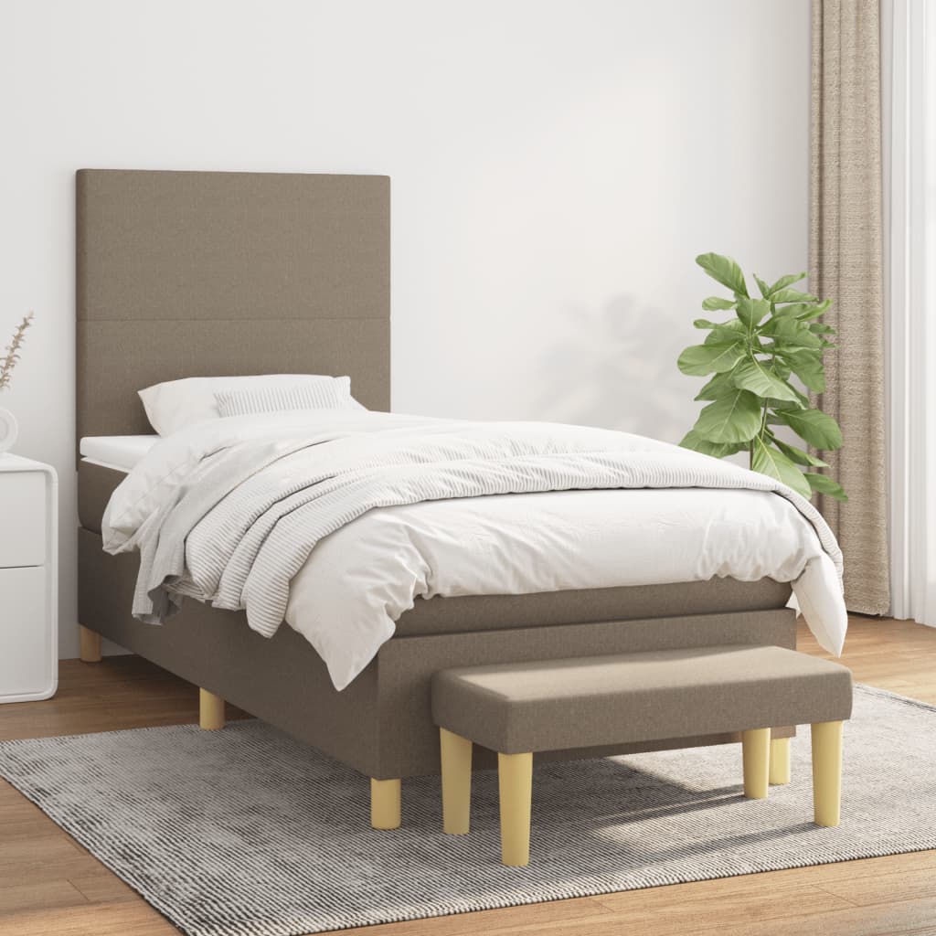 Box Spring Postel S Matrací Textil Taupe