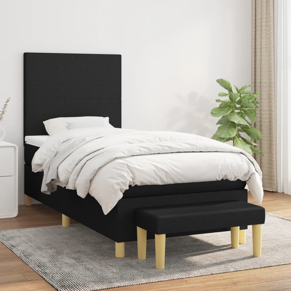 Box Spring Postel S Matrací Černá Textil Černá
