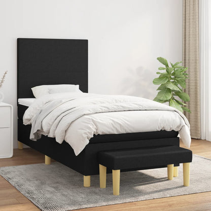 Box Spring Postel S Matrací Černá Textil Černá
