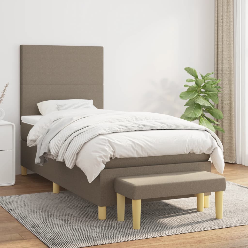 Box Spring Postel S Matrací Textil Taupe